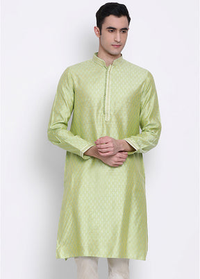 Green Woven Silk Kurta VDSAN040343 - Indian Silk House Agencies