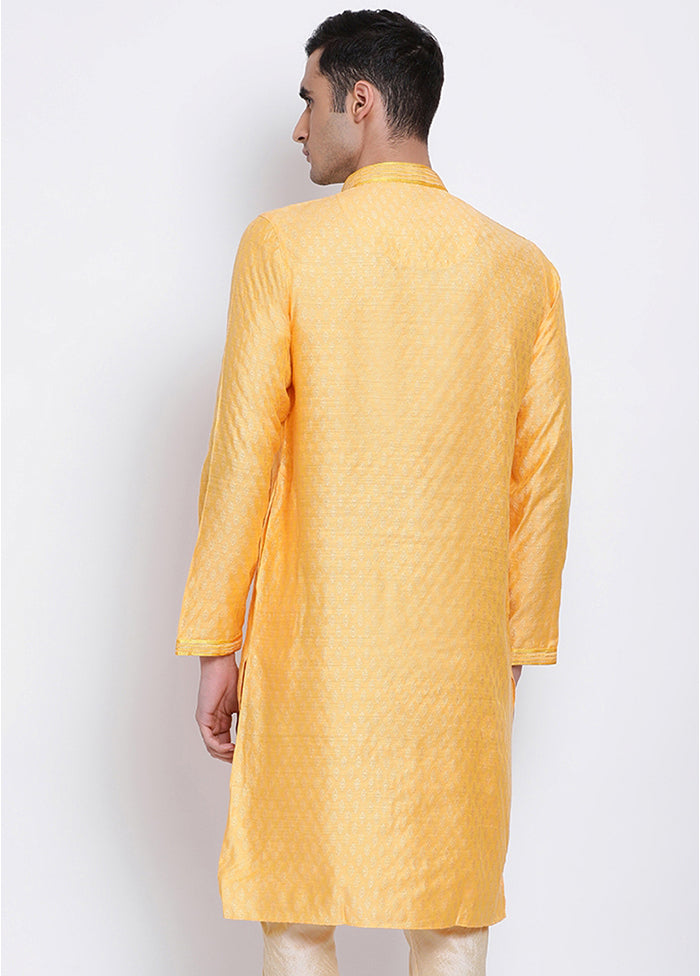 Yellow Woven Silk Kurta VDSAN040344 - Indian Silk House Agencies