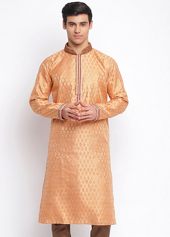 Golden Woven Silk Kurta VDSAN040444 - Indian Silk House Agencies