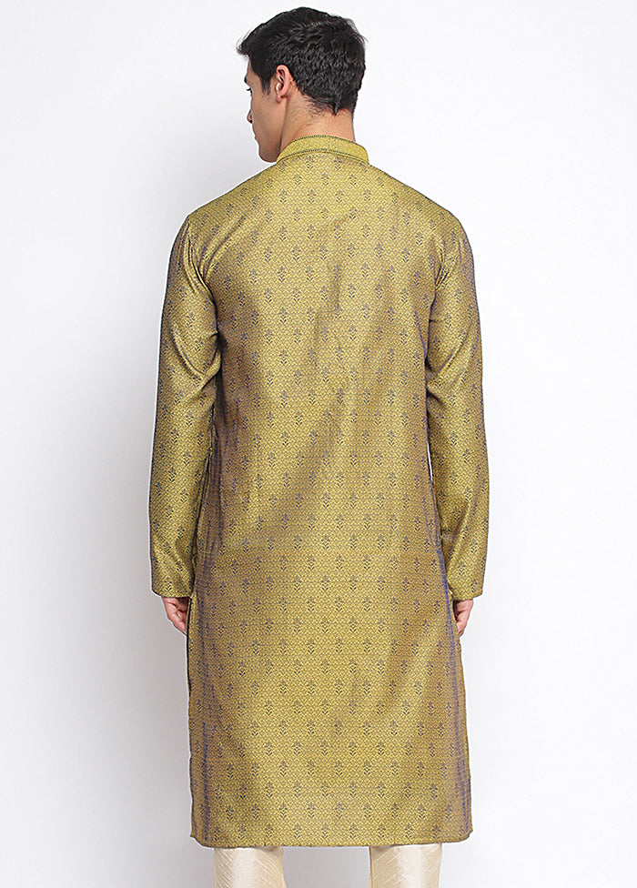 Mehendi Woven Silk Kurta VDSAN040456 - Indian Silk House Agencies