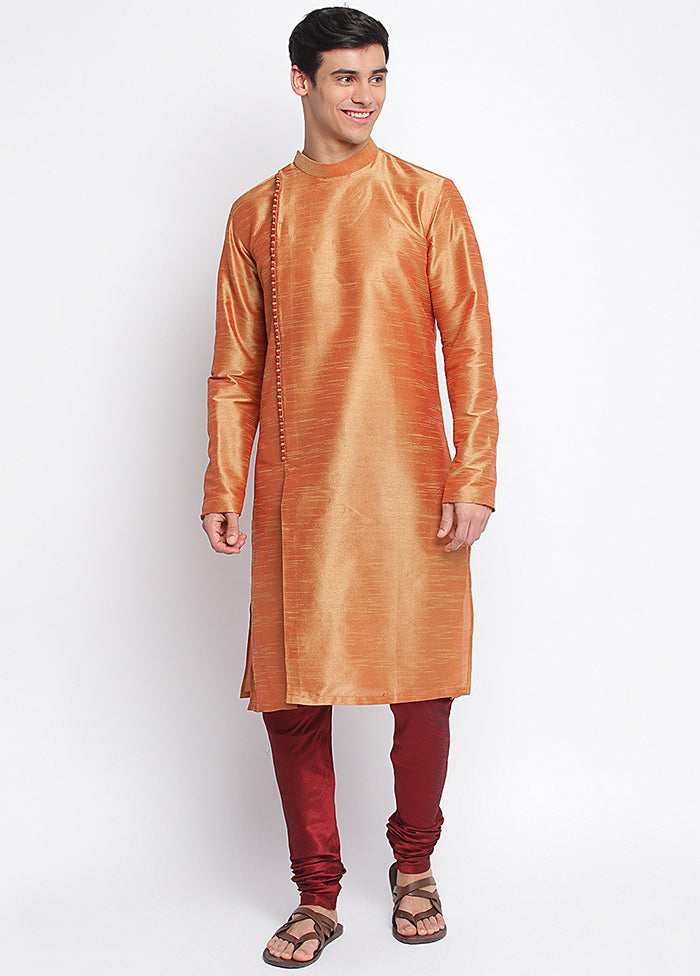 Orange Solid Silk Kurta VDSAN040464 - Indian Silk House Agencies