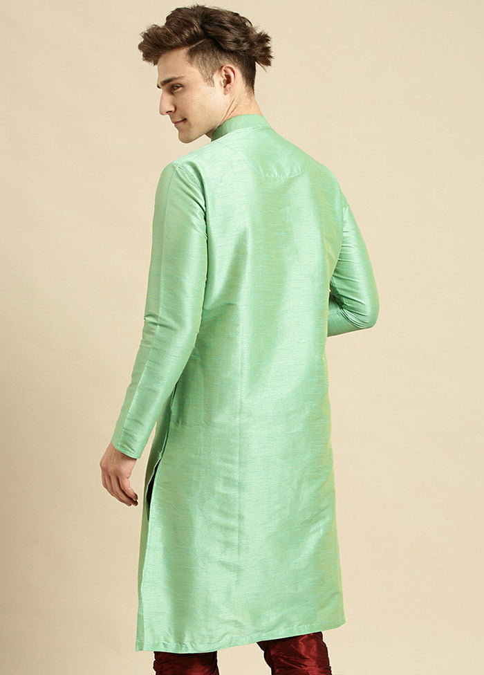 Green Woven Silk Solid Kurta VDSAN210130 - Indian Silk House Agencies
