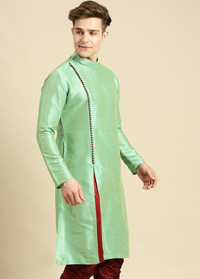 Green Woven Silk Solid Kurta VDSAN210130 - Indian Silk House Agencies