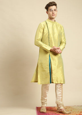 Yellow Woven Silk Solid Kurta VDSAN210131 - Indian Silk House Agencies