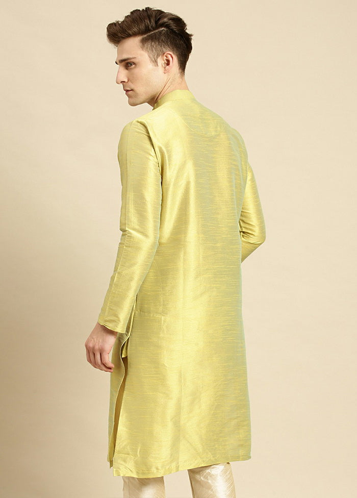 Yellow Woven Silk Solid Kurta VDSAN210131 - Indian Silk House Agencies