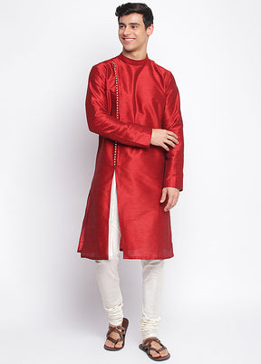 Red Solid Silk Kurta VDSAN040466 - Indian Silk House Agencies