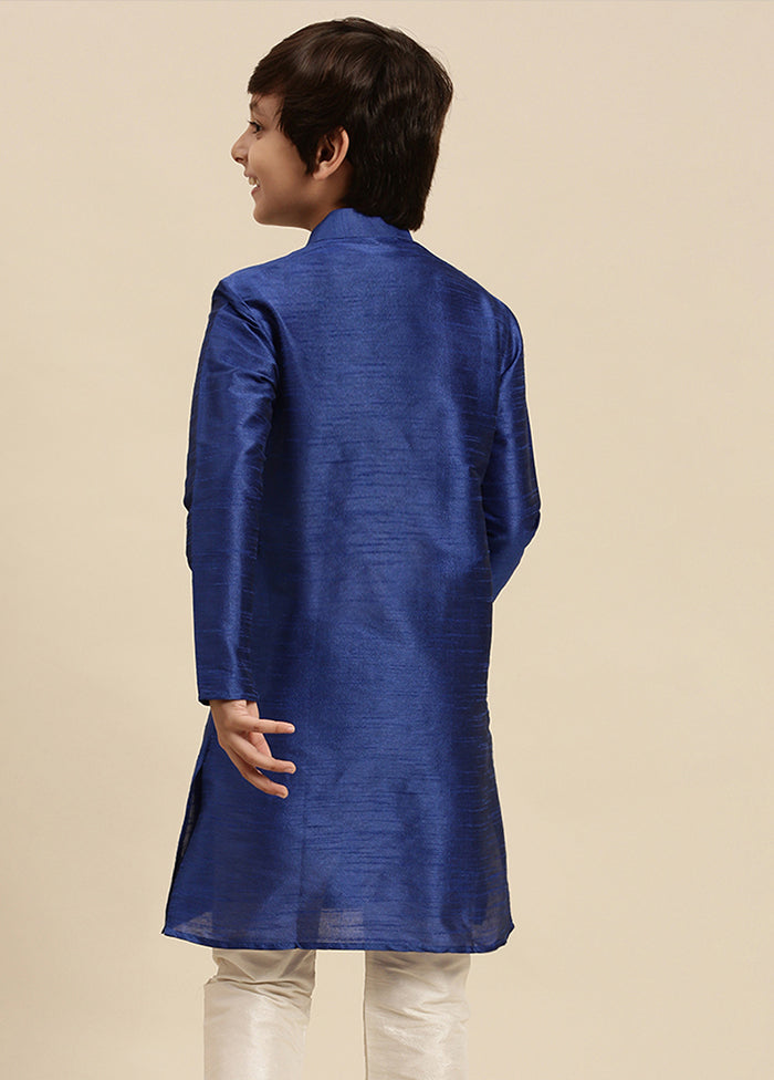 Blue Silk Solid Kurta - Indian Silk House Agencies