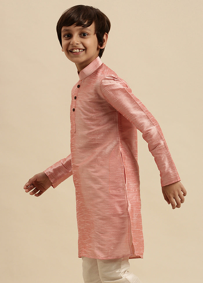 Pink Silk Solid Kurta - Indian Silk House Agencies
