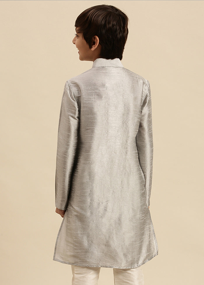 Grey Silk Solid Kurta - Indian Silk House Agencies