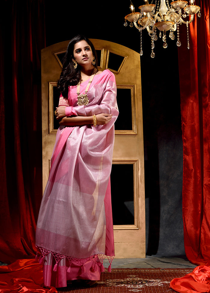 Pink Dupion Silk Saree With Blouse Piece - Indian Silk House Agencies