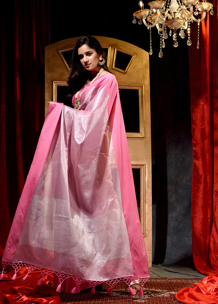 Pink Dupion Silk Saree With Blouse Piece - Indian Silk House Agencies