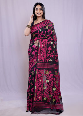 Black Tant Cotton Saree Without Blouse Piece - Indian Silk House Agencies