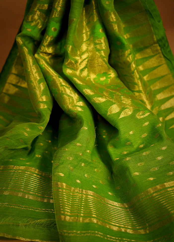 Green Tant Cotton Saree Without Blouse Piece - Indian Silk House Agencies