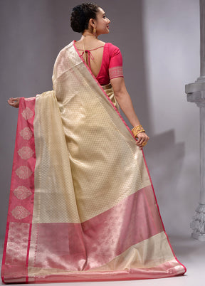 Beige Linen Silk Saree With Blouse Piece - Indian Silk House Agencies