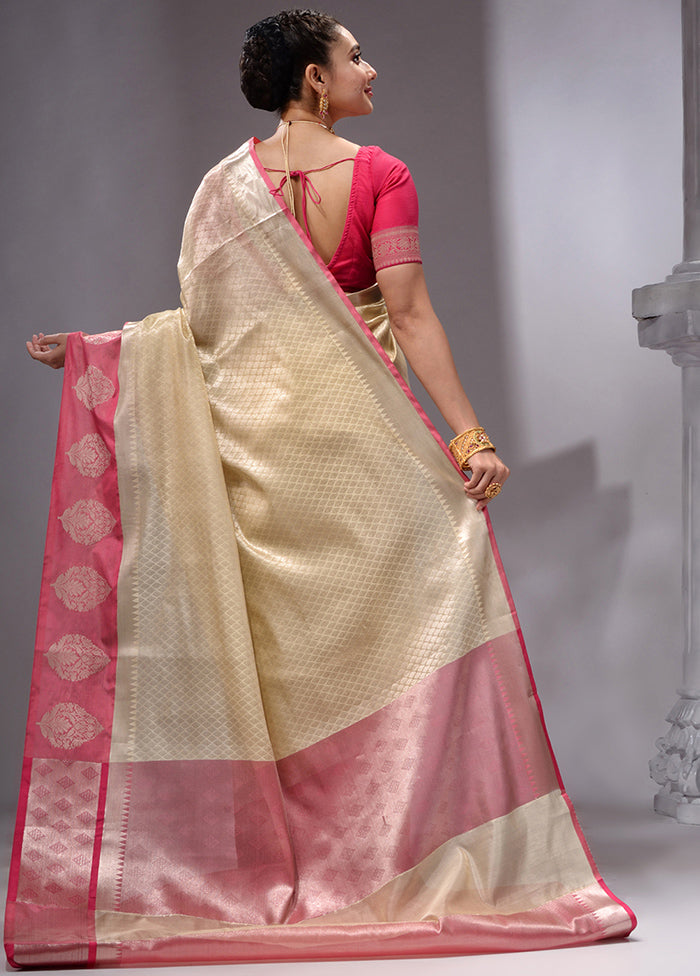 Beige Linen Silk Saree With Blouse Piece - Indian Silk House Agencies