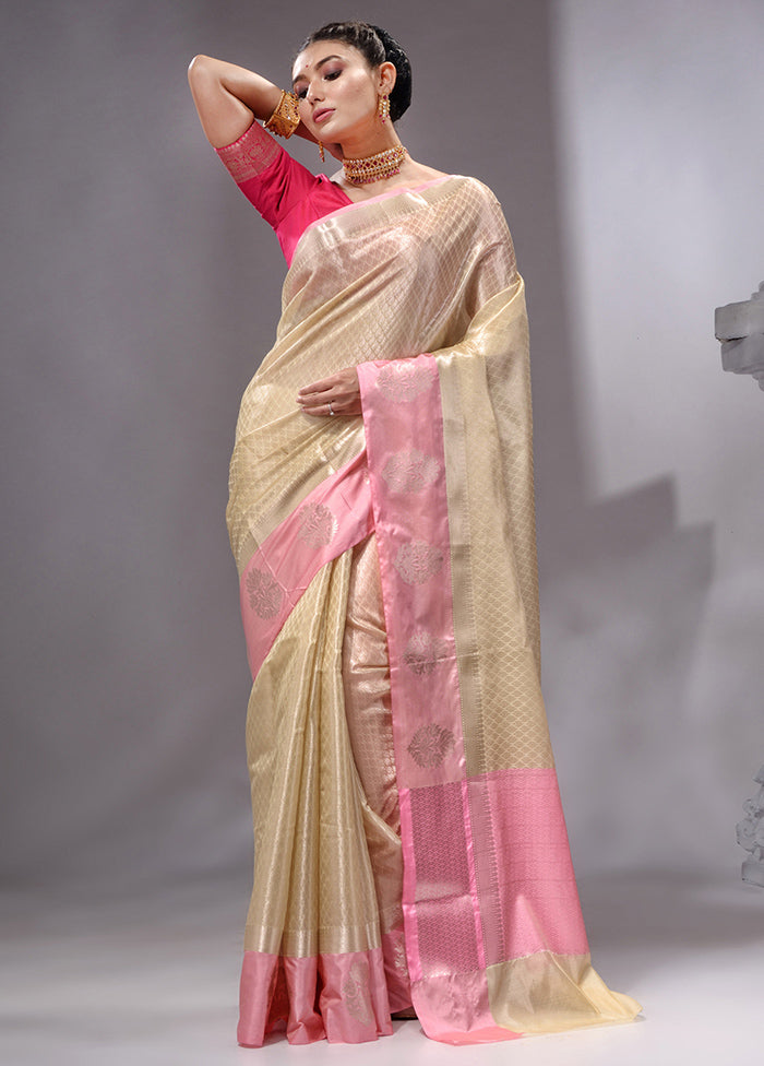 Beige Linen Silk Saree With Blouse Piece - Indian Silk House Agencies