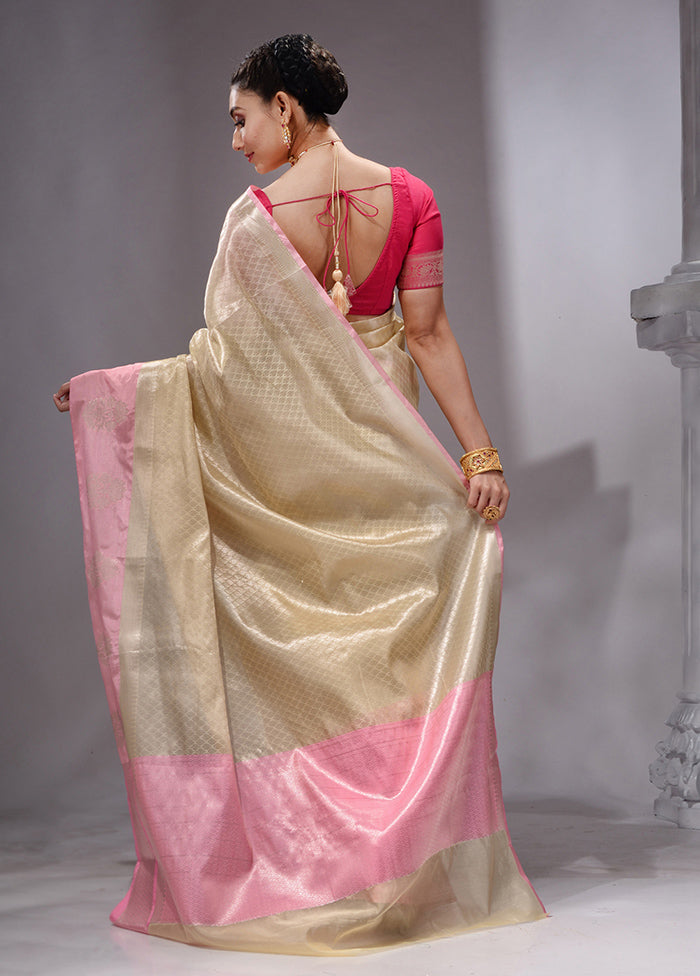 Beige Linen Silk Saree With Blouse Piece - Indian Silk House Agencies