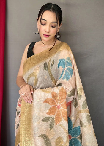 Yellow Zari Woven Chanderi Silk Saree With Blouse - Indian Silk House Agencies