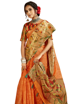 Yellow Cotton Saree With Blouse Piece - Indian Silk House Agencies