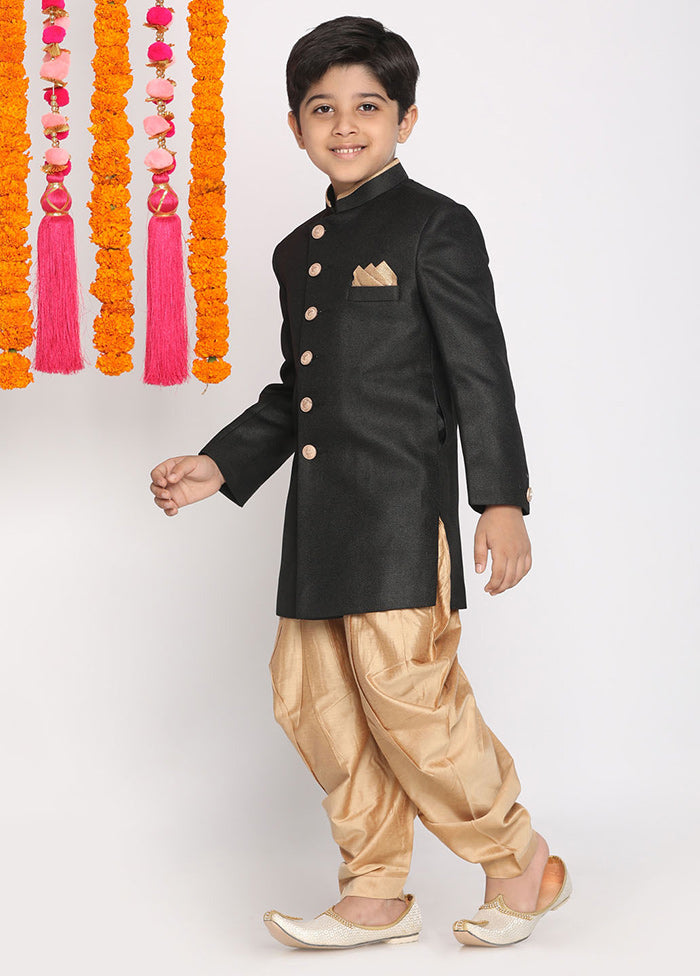 Black Festive Cotton Kurta Pajama Set - Indian Silk House Agencies