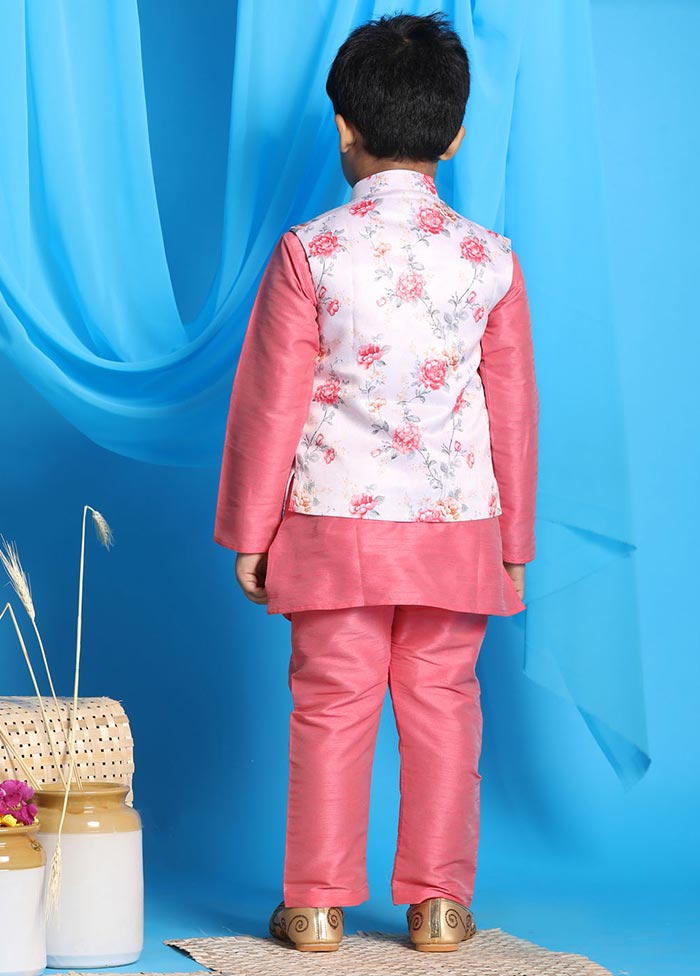 3 Pc Pink Silk Ethnic Wear Set - Indian Silk House Agencies