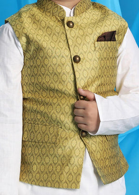 3 Pc White Cotton Ethnic Wear Set - Indian Silk House Agencies