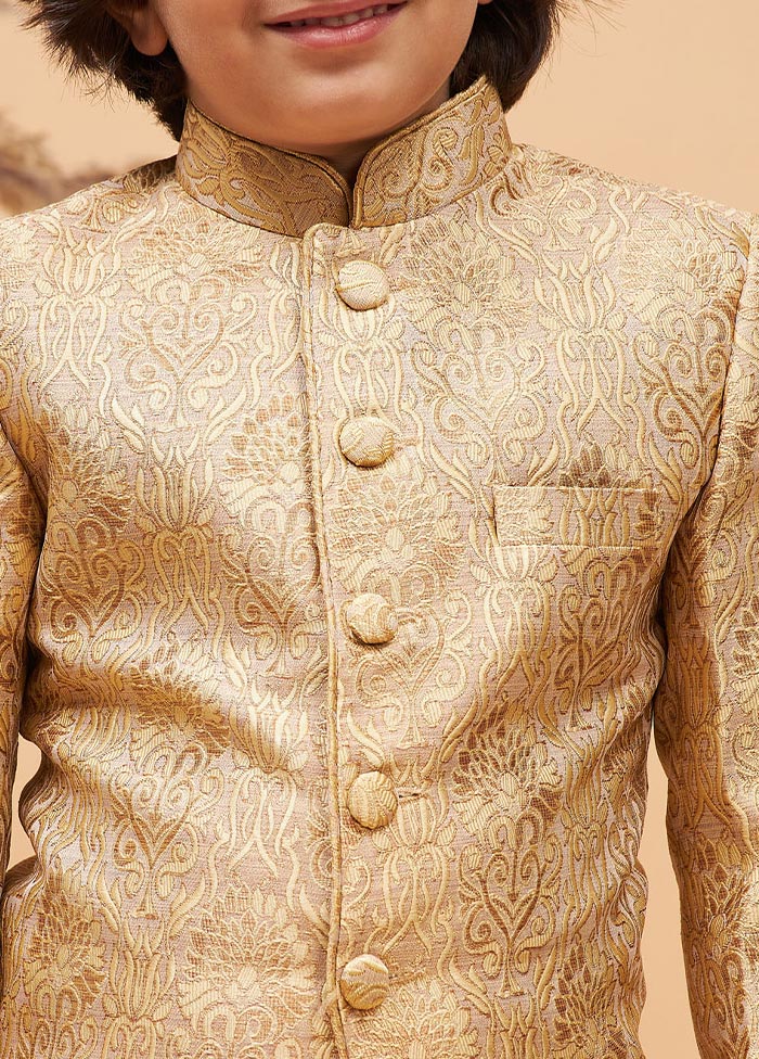 2 Pc Rose Gold Silk Jodhpuri Kurta Pant Set - Indian Silk House Agencies