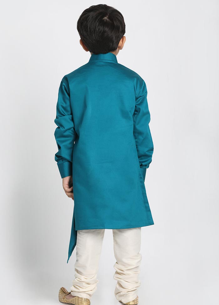 2 Pc Green Cotton Kurta Pajama Set - Indian Silk House Agencies