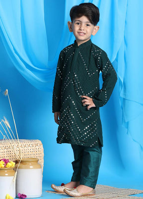 2 Pc Green Georgette Kurta Pajama Set - Indian Silk House Agencies