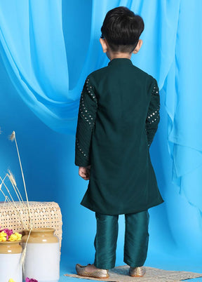 2 Pc Green Georgette Kurta Pajama Set - Indian Silk House Agencies