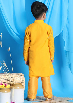 2 Pc Yellow Georgette Kurta Pajama Set - Indian Silk House Agencies