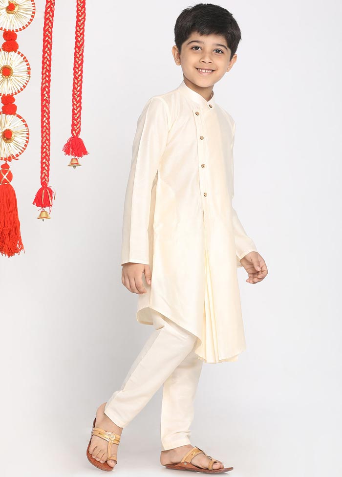 2 Pc Cream Viscose Kurta Pajama Set - Indian Silk House Agencies