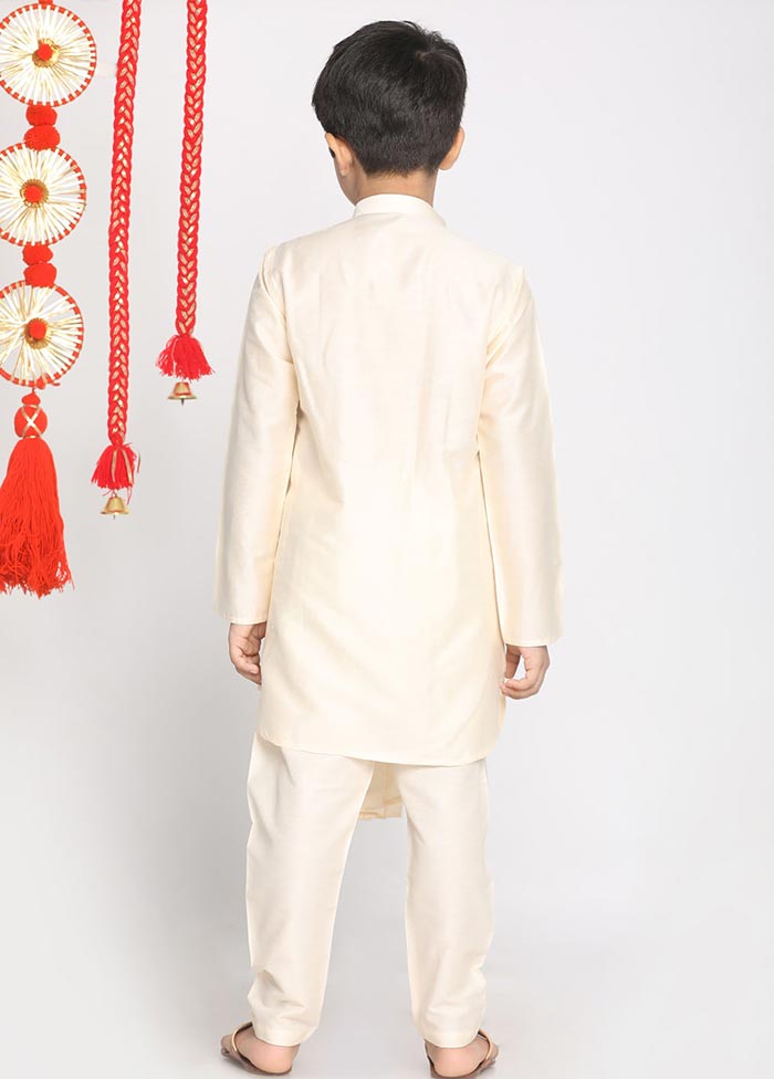 2 Pc Cream Viscose Kurta Pajama Set - Indian Silk House Agencies
