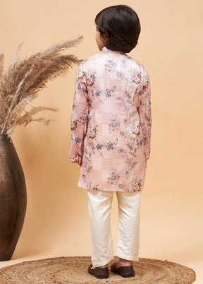 2 Pc Pink Silk Kurta Pajama Set - Indian Silk House Agencies
