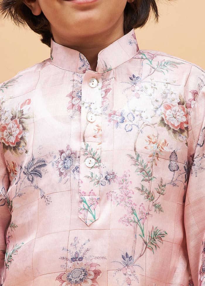 2 Pc Pink Silk Kurta Pajama Set - Indian Silk House Agencies