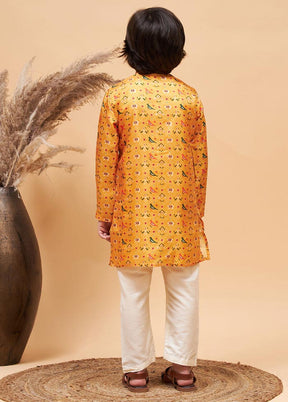 2 Pc Yellow Silk Kurta Pajama Set - Indian Silk House Agencies