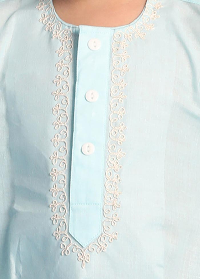 2 Pc Aqua Cotton Kurta Pajama Set - Indian Silk House Agencies