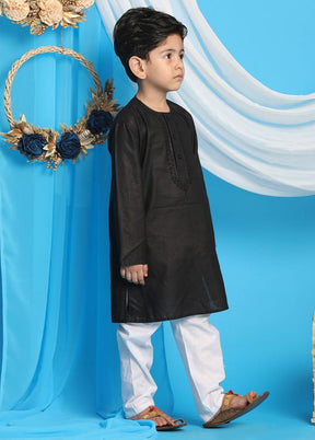 2 Pc Black Cotton Kurta Pajama Set - Indian Silk House Agencies