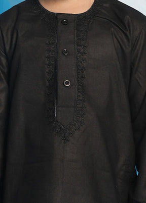 2 Pc Black Cotton Kurta Pajama Set - Indian Silk House Agencies