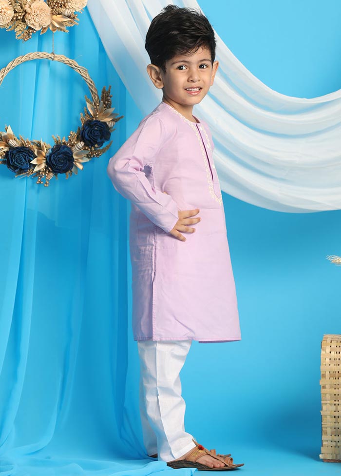 2 Pc Purple Cotton Kurta Pajama Set - Indian Silk House Agencies