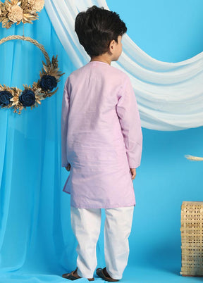 2 Pc Purple Cotton Kurta Pajama Set - Indian Silk House Agencies
