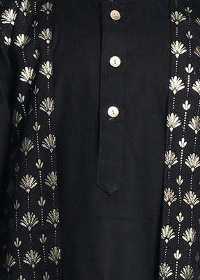 2 Pc Black Cotton Kurta Pajama Set - Indian Silk House Agencies