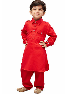 2 Pc Red Cotton Paithani Kurta Pant Set - Indian Silk House Agencies