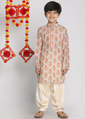 Beige Festive Silk Kurta Pajama Set - Indian Silk House Agencies