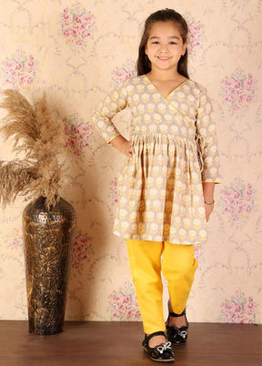 2 Pc Grey Cotton Kurti Pant Set - Indian Silk House Agencies