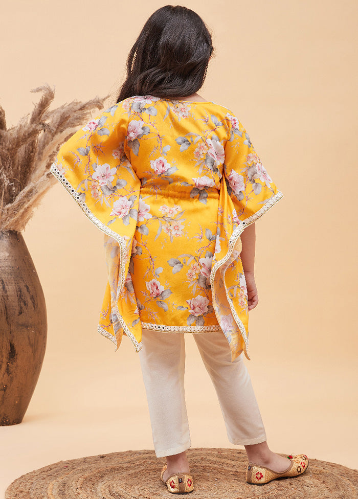 2 Pc Yellow Cotton Kaftan Set - Indian Silk House Agencies