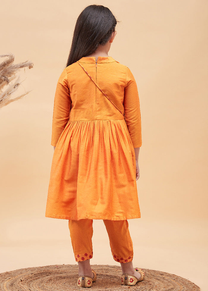 2 Pc Orange Viscose Kurti Set - Indian Silk House Agencies