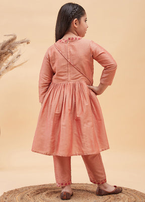 2 Pc Peach Viscose Kurti Set - Indian Silk House Agencies