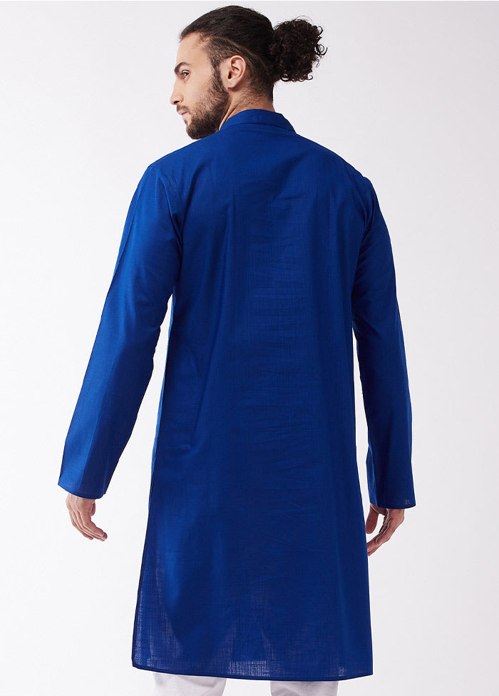 Blue Cotton Solid Kurta VDVAS30062309 - Indian Silk House Agencies