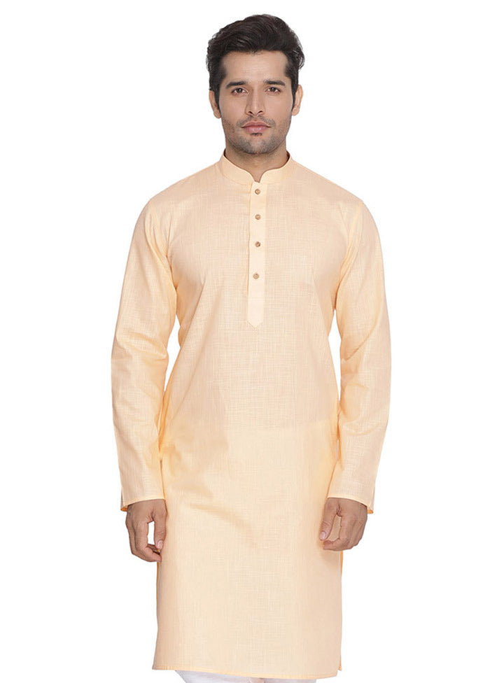 Light Orange Cotton Solid Kurta VDVAS30062312 - Indian Silk House Agencies